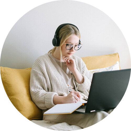 Woman looking at her laptop